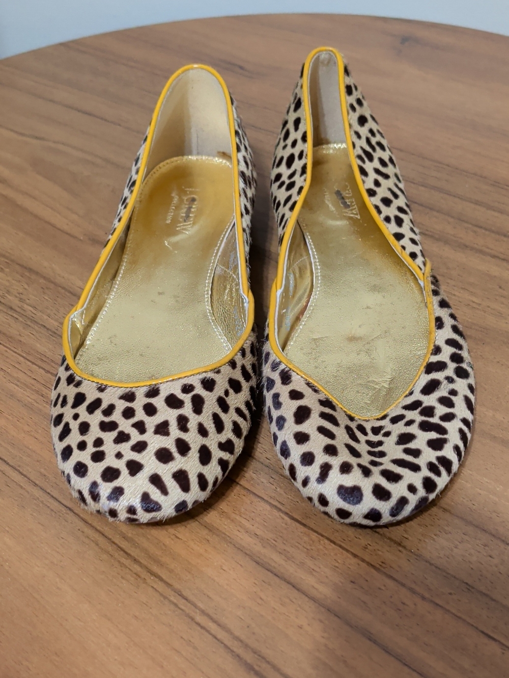 J. Crew Leopard Print Flats with Yellow Trim
